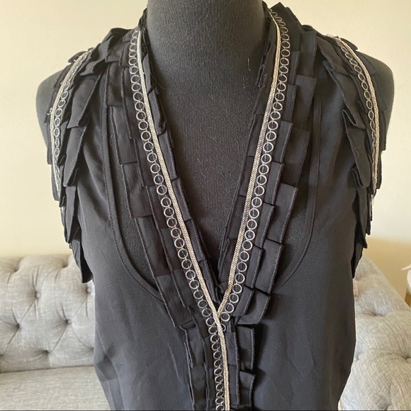 Robbi Nikki Ruffled Chain Trim Club Sheer Tank - Picture 2 of 8